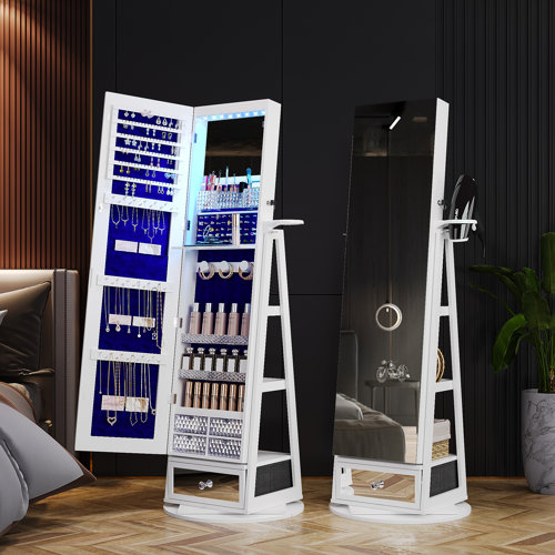 Latitude Run® 22'' Wide Rotatable Jewelry Armoire with Mirror & Reviews